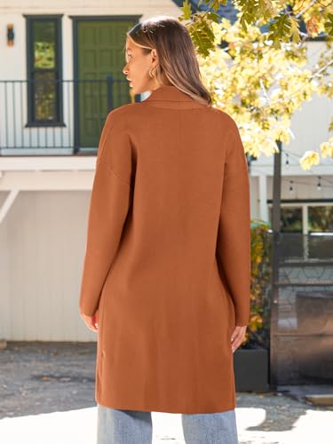LILLUSORY Winter Coats for Women Knit 2024 Winter Orange Sweater Trendy Long Cardigan Holiday Overcoat