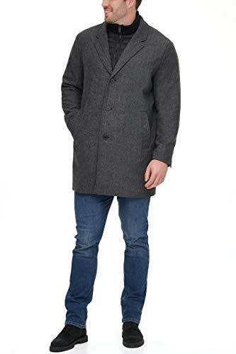 Dockers Men's Henry Wool Blend Top Coat (Regular and Big & Tall Sizes), Charcoal Herringbone, XX-Large