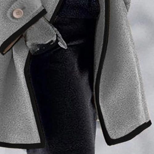 Maiyifu-GJ Women's Shawl Collar Wool Blend Coat Overcoat Lapel Collar Trench Coats Mid Long Single Breasted Jacket Outerwear (Dark Grey,X-Large)