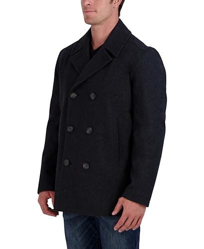 Nautica Men's Classic Double Breasted Peacoat, Charcoal, Medium