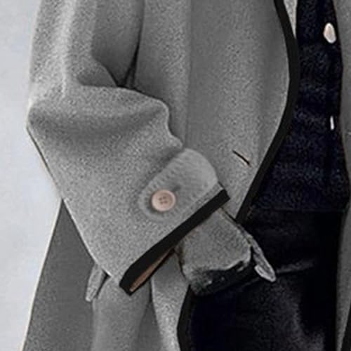 Maiyifu-GJ Women's Shawl Collar Wool Blend Coat Overcoat Lapel Collar Trench Coats Mid Long Single Breasted Jacket Outerwear (Dark Grey,X-Large)