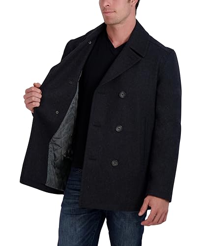 Nautica Men's Classic Double Breasted Peacoat, Charcoal, Medium