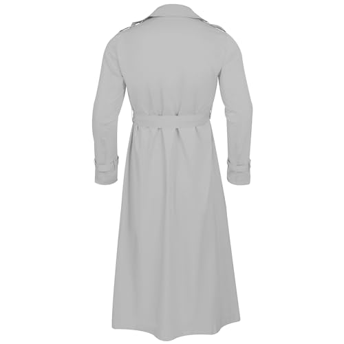 WILMOT Trench Coat for Men Double Breasted Notched Lapel Casual Slim Fit Long Jacket Windbreaker Overcoats(Grey,Medium)