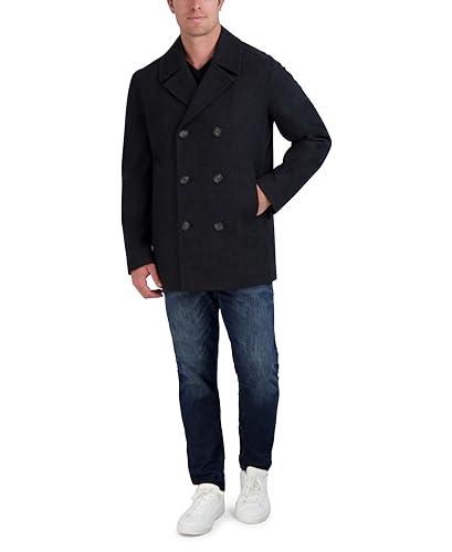 Nautica Men's Classic Double Breasted Peacoat, Charcoal, Medium