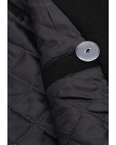 Lisskolo Men's Classic Wool Overcoat Notched Collar Double Breasted Wool Blend Pea Coat Black M