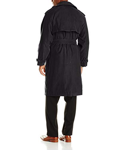 London Fog Men's Iconic Double Breasted Trench Coat with Zip-Out Liner and Removable Top Collar, Black, 42