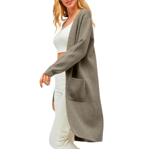 LILLUSORY Winter Coats for Women Knit 2024 Winter Fashion Oversized Cardigan Sweater Trendy Long Overcoat Light Tan
