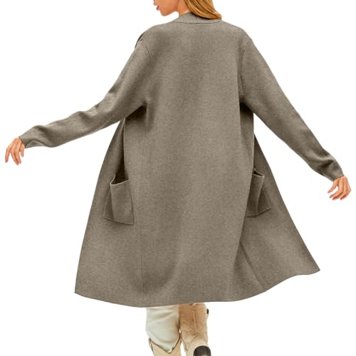 LILLUSORY Winter Coats for Women Knit 2024 Winter Fashion Oversized Cardigan Sweater Trendy Long Overcoat Light Tan
