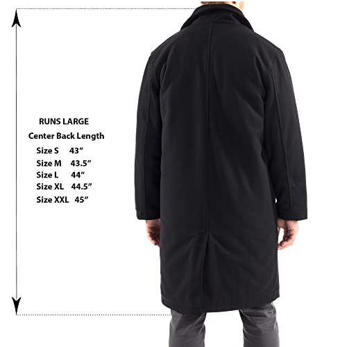 Alpine Swiss Zach Mens Wool Trench Coat Knee Length Overcoat Black 2XL