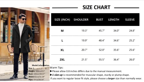 Gafeng Mens Trench Coat Double Breasted Notched Lapel Casual Slim Fit Long Jacket Windbreaker Overcoat Army Green