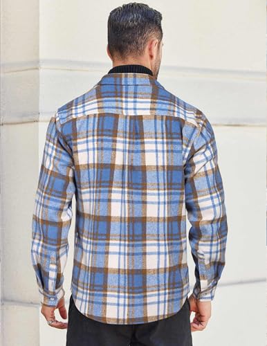 COOFANDY Men's Plaid Shirt Flannel Jacket Button Down Flannel Shacket Overcoat