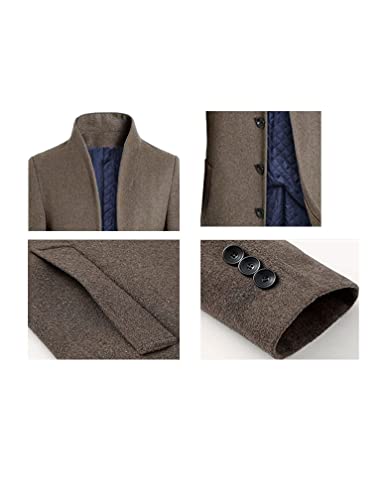 Lavnis Men's Trench Coat Long Wool Blend Overcoat Slim Fit Down Topcoat Thicken Style Black XL