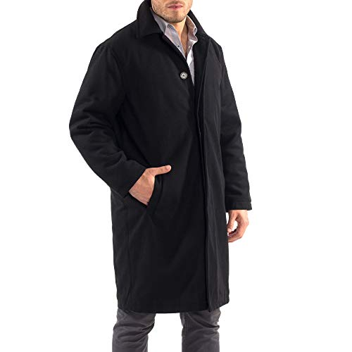 Alpine Swiss Zach Mens Wool Trench Coat Knee Length Overcoat Black 2XL
