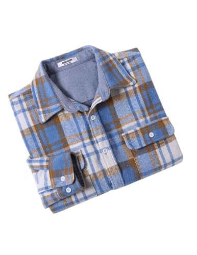 COOFANDY Men's Plaid Shirt Flannel Jacket Button Down Flannel Shacket Overcoat