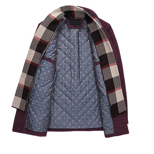 INVACHI Men's Overcoat Single Breasted Pea coat With Removable Scarf Winter Coat