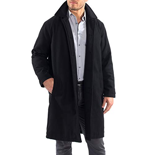 Alpine Swiss Zach Mens Wool Trench Coat Knee Length Overcoat Black 2XL