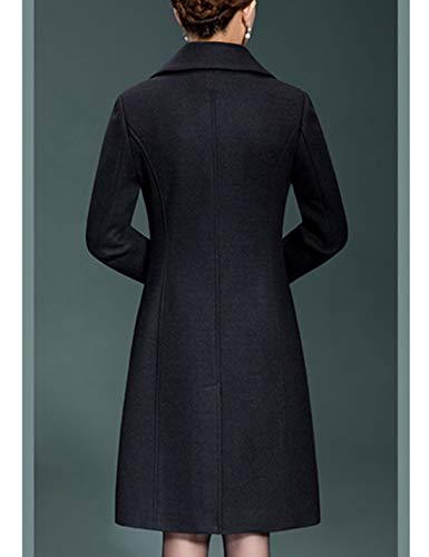 Jenkoon Women's Wool Trench Coat Winter Long Thick Overcoat Walker Coat (Black, X-Large)