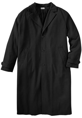 KingSize Men's Big & Tall Wool-Blend Long Overcoat - 6XL, Black