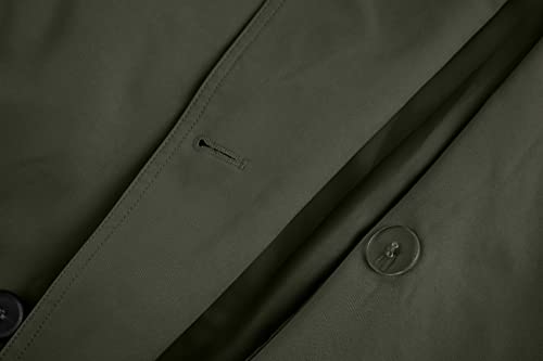 Gafeng Mens Trench Coat Double Breasted Notched Lapel Casual Slim Fit Long Jacket Windbreaker Overcoat Army Green