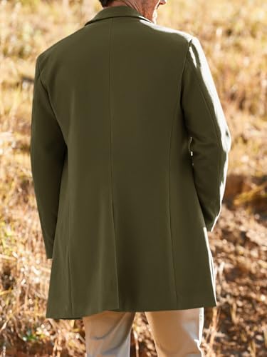 Gafeng Men's Trench Coat Slim Fit Notch Lapel Single Breasted Top Coat Winter Warm Cotton Business Long Jacket Overcoat