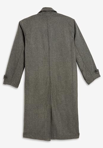 KingSize Men's Big & Tall Wool-Blend Long Overcoat - 6XL, Black
