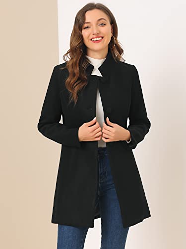 Allegra K Women's Winter Overcoat Stand Collar Single Breasted Mid-thigh Long Coat X-Large Black