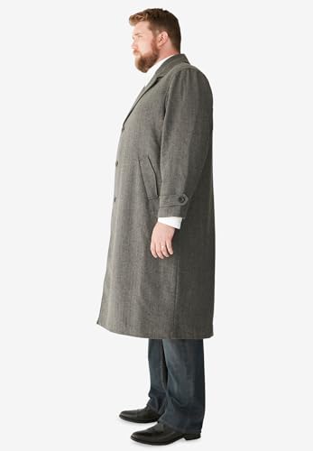 KingSize Men's Big & Tall Wool-Blend Long Overcoat - 6XL, Black