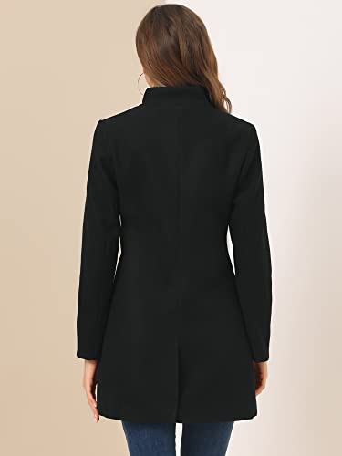 Allegra K Women's Winter Overcoat Stand Collar Single Breasted Mid-thigh Long Coat X-Large Black