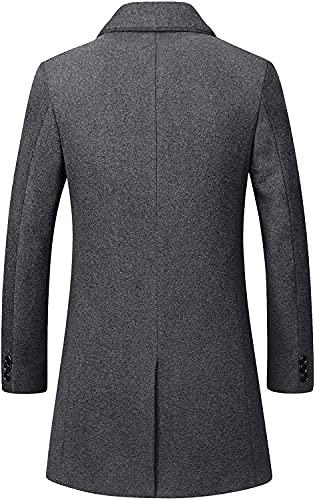 chouyatou Men's Mid-Length Single Breasted Wool Blend Top Coat (Large, Light Grey)
