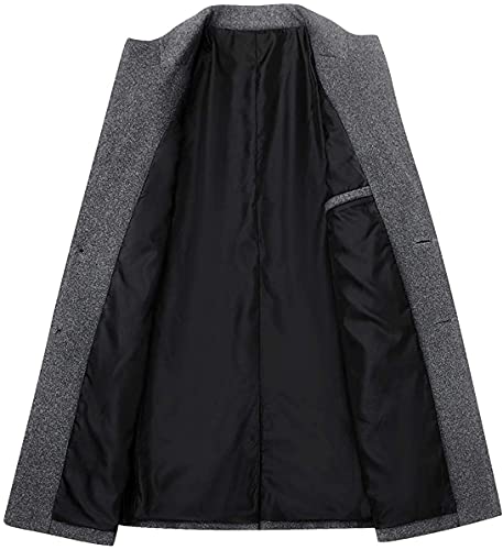 chouyatou Men's Mid-Length Single Breasted Wool Blend Top Coat (Large, Light Grey)