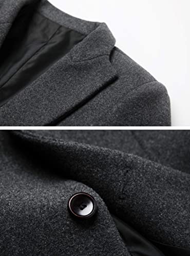 chouyatou Men's Mid-Length Single Breasted Wool Blend Top Coat (Large, Light Grey)
