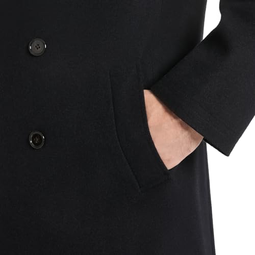 Ben Sherman Men's Brenton Double Breasted Wool Overcoat, Navy, X-Large