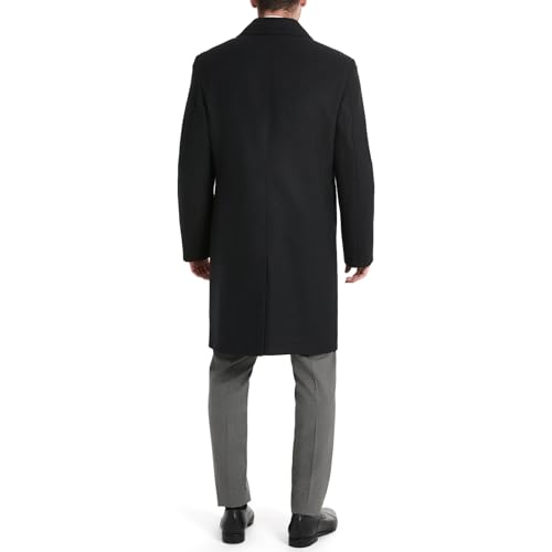 Ben Sherman Men's Brenton Double Breasted Wool Overcoat, Navy, X-Large