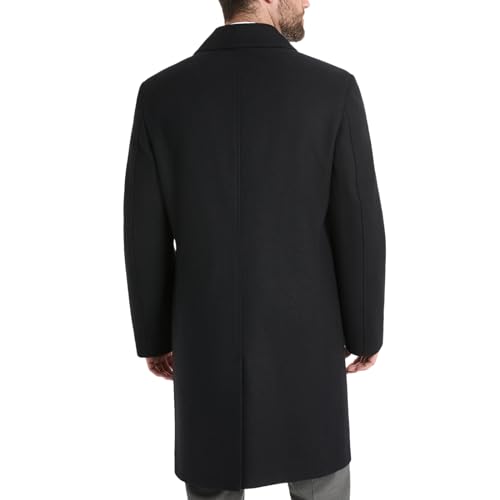 Ben Sherman Men's Brenton Double Breasted Wool Overcoat, Navy, X-Large