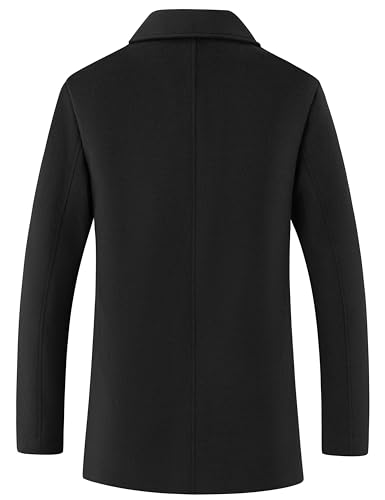 wantdo Men's Windproof Warm Jacket Classic Pea Coat Winter Overcoats Black M