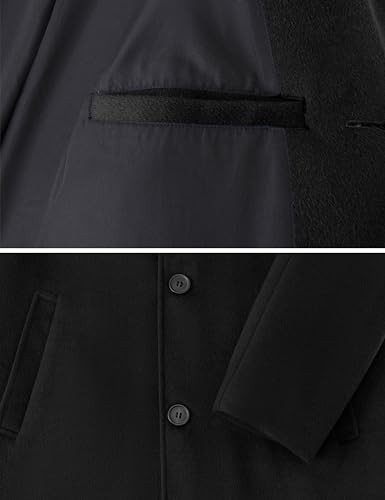 wantdo Men's Windproof Warm Jacket Classic Pea Coat Winter Overcoats Black M