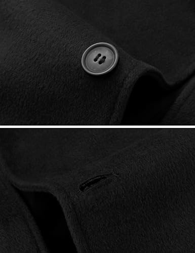 wantdo Men's Windproof Warm Jacket Classic Pea Coat Winter Overcoats Black M