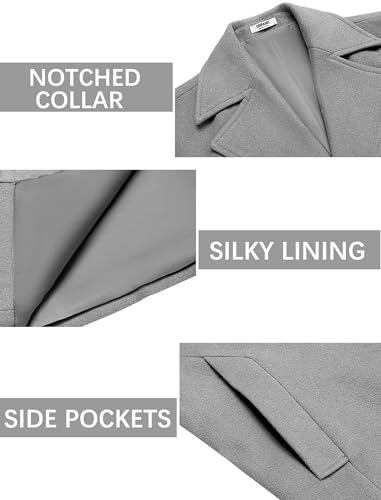 COOFANDY Mens Overcoat Single Breasted Wool Blend Coat Mid Long Winter Trench Coats