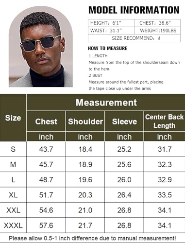 COOFANDY Mens Overcoat Single Breasted Wool Blend Coat Mid Long Winter Trench Coats