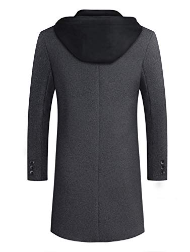 zeetoo Men's Wool Trench Coat Winter Slim Fit Wool Jacket Peacoat Overcoat