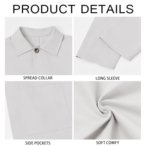 Runcati Mens Trench Coat Casual Single Breasted Long Jacket Lightweight Cotton Overcoat