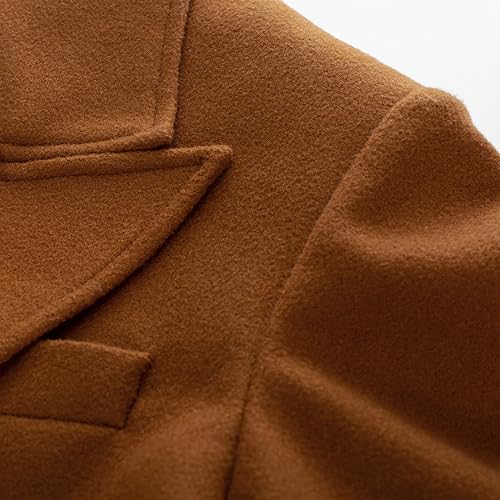 PJ PAUL JONES Business Double Breasted Overcoat for Men Long Sleeve Lined Coats Back Slit Notched Collar Long Coat