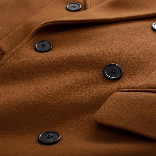 PJ PAUL JONES Business Double Breasted Overcoat for Men Long Sleeve Lined Coats Back Slit Notched Collar Long Coat