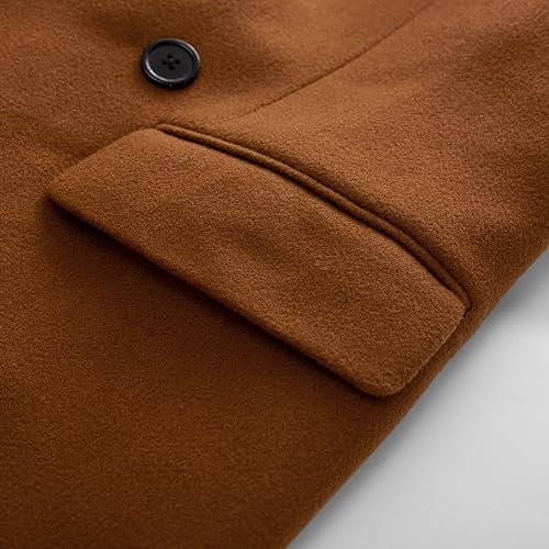 PJ PAUL JONES Business Double Breasted Overcoat for Men Long Sleeve Lined Coats Back Slit Notched Collar Long Coat