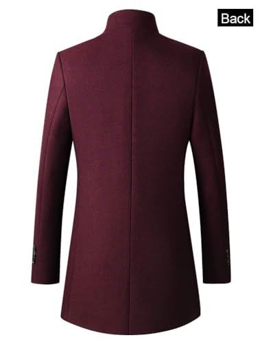 FTCayanz Men's Trench Coat Wool Blend Slim Fit Top Coat Single Breasted Business Overcoat Gray Large