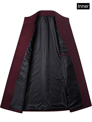 FTCayanz Men's Trench Coat Wool Blend Slim Fit Top Coat Single Breasted Business Overcoat Gray Large