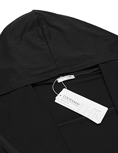COOFANDY Men's Long Hooded Cardigan Ruffle Shawl Collar Open Front Lightweight Drape Cape Overcoat with Pockets
