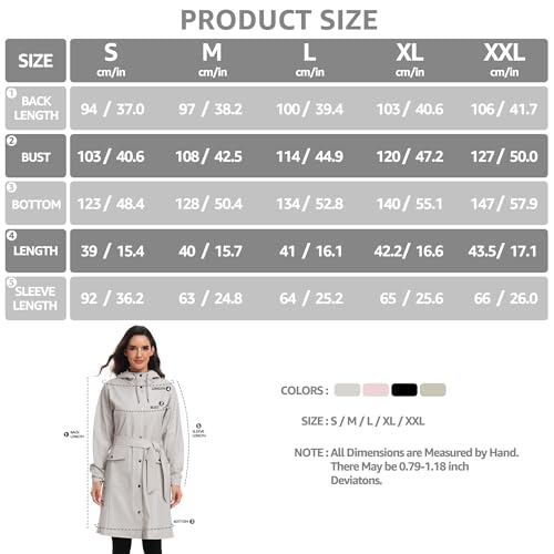 UNIQUEBELLA Women Long Trench Coat Single-Breasted Windproof Classic Overcoat Belted Slim Outerwear Coat with Belt & Hood（Beige）