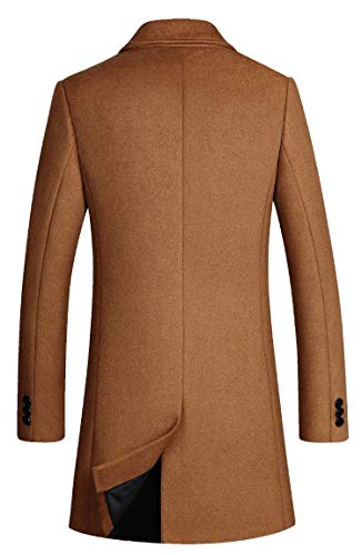 Men's Premium Wool Blend Double Breasted Long Pea Coat (as1, alpha, l, regular, regular, Camel)