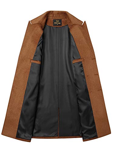 Men's Premium Wool Blend Double Breasted Long Pea Coat (as1, alpha, l, regular, regular, Camel)